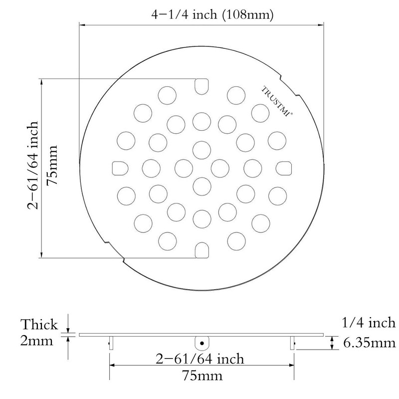 TRUSTMI 4-1/4 Inch Snap-in Shower Floor Drain Grate Replacement Cover