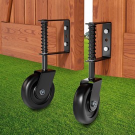 DURIGID 4.3” Spring Loaded Gate Caster Heavy Duty Gate Wheels for Wooden, Vinyl and Metal Gates, Gate Wheel with 360° Swivel, Ideal for Outdoor Fence Gates, 200 Lbs Capacity, Black, 2 Pack