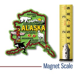 Alaska Colorful State Magnet by Classic Magnets, 3.5" x 3.3", Collectible Souvenirs Made in The USA
