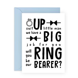 Central 23 Will You Be Our Ring Bearer Card - Suit Up Little Man - Ring Bearer Proposal Cards For Wedding - Comes With Fun Stickers - Blank Inside With Envelope