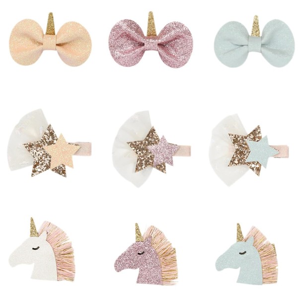 Baluue 9pcs Creative Hair Accessories Girl Party Headdress Glitter Clips