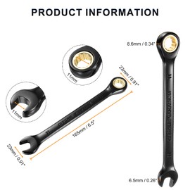 sourcing map Ratcheting Spanner 11mm Metric Open End Wrench 72-Teeth CR-V Steel 12 Point Nickel Plated Combination Ratchet Wrench for Fasteners Nut Bolt