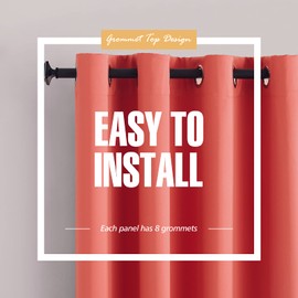 TOAVA DECO Coral Room Darkening Curtains (W52xL72) Gromment Easy to Hung for for Living Room/Bedroom/Kid Room Set of 2 Panels Salmon Color 72 Inch Iength