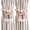 2PCS Curtain Tie Backs, Curtain Tiebacks with Rainbow Tassel Pendant,