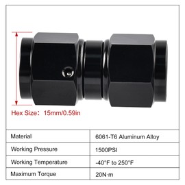 EVIL ENERGY 4AN Female to 4AN Female Straight Swivel Coupler Union Fitting Adapter Aluminum Black