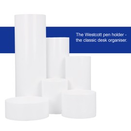 Westcott pen holder white | pen holder with 6 round compartments as desk organiser | clear storage of pens and office accessories | E-744578 00