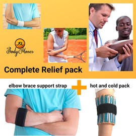 BodyMoves Tennis Elbow Arm Brace plus hot and cold ice pack Ulnar Nerve Entrapment Support Gear for Sports Daily Use Reduce Joint Pain Treat Tendonitis Bursitis Basketball gym elbow, weightlifting