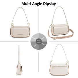Peacocktion Shoulder Bag for Women Trendy Small Vegan Leather Crossbody Purses Handbags with 2 Straps White