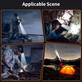 Hunting friends Superbright LED Rechargeable Headlamp,High Power 2 Light Modes Waterproof Headlight Adjustable Gold Head Troch Lamp for Hunting Fishing Hiking(Yellow Light)