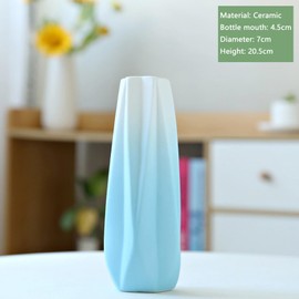 8in Ceramic Vase, Gradient Blue Vase Modern Home Decoration Fresh Flowers Dry Flowers Green Plants Vase Simple and Fashionable Suitable for Desktop Bedroom Living Room (Gradient Blue A)