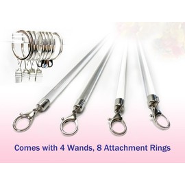 OooWow 24 inch (4 Pack) Steel Cap Round Base Acrylic Curtain Pull Wand - Clear Curtain Pull Rod - Versatile Curtain Wand - Invisible Drapery Wand - Drapery Pull Rod (24 Inch)