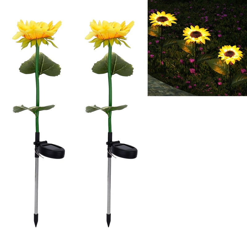 2Pcs Solar Powered LED Lamp Artificial Flower Light Garden Courtyard