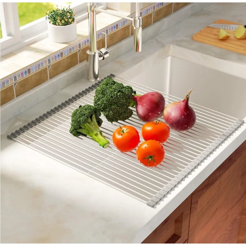 Sun Rise Roll Up Dish Drying Rack Over the Sink