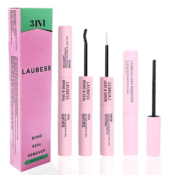 Laubess Lash Glue for Eyelash Clusters 3-In-1 Lash Remover for