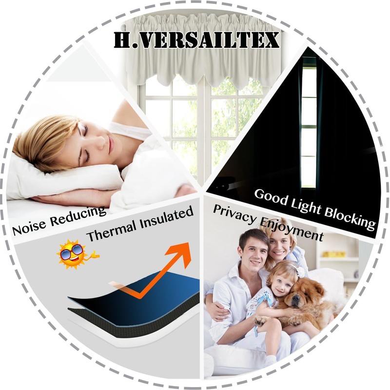 H.Versailtex - Cenefas de cocina oscurecedoras para ventanas con dobladillo