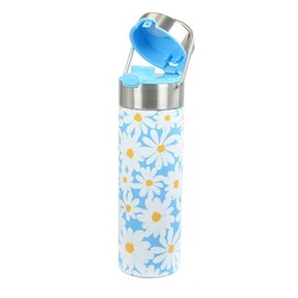 Eigenart Leeza Daisy Blue Double-Walled Thermal Water Bottle Stainless Steel with Sports Cap and Strainer, BPA-Free, 500 ml