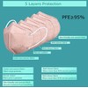 KN95 Face Mask 50 PCS, Individually Wrapped, 5 Ply Pink