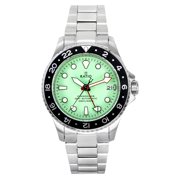 RATIO FreeDiver Dive Watch Sapphire Crystal GMT Rotating Bezel Automatic