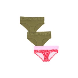 Bonds Women's Underwear Hipster Pack, Lace-Top Icons Hipster Panties for Women, Stretchy Cotton-Blend Underwear, 3-Pack