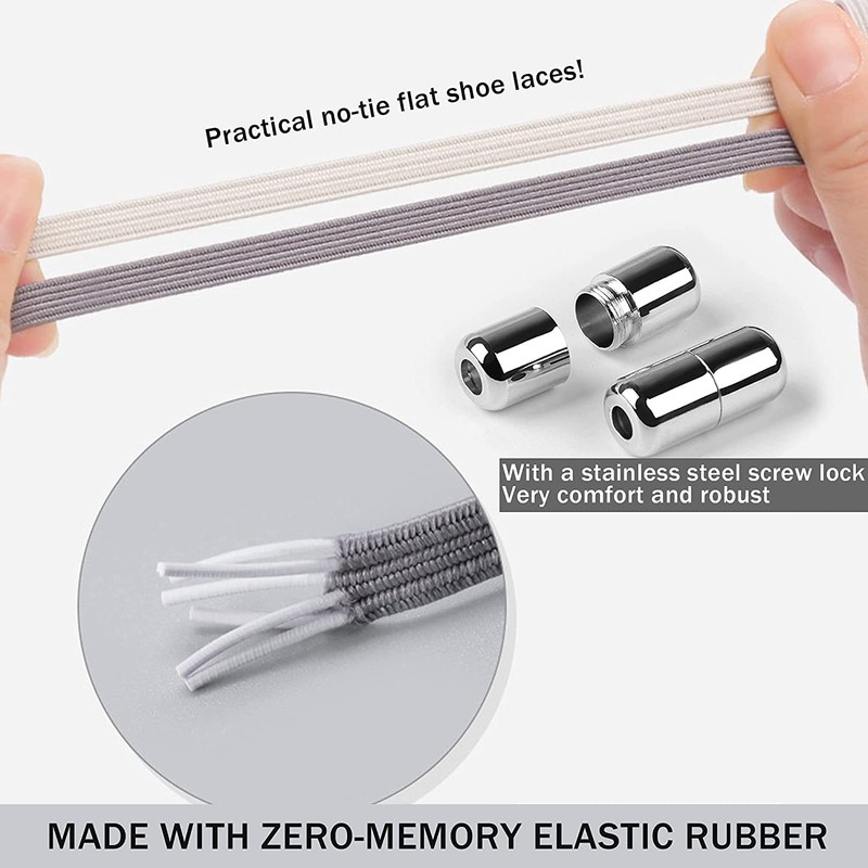 [VICT POPU] Elastic Shoe Laces for Adults Kids, Tieless Shoe