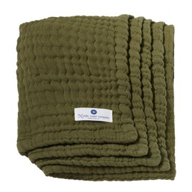 Nordic Coast Baby Blanket Muslin Swaddling Blanket Crawling Blanket Burp Cloth (Olive, 80 x 80 cm)