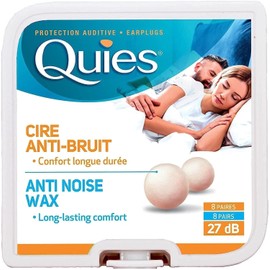 Caswell-Massey Boules Quies - Tapones de cera de abeja natural y algodón para nadar, dormir, desechables, reutilizables, 8 pares