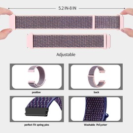 Ecogbd Nylon Replacement Strap 16mm 18mm 19mm 20mm 22mm, Quick Release Sport Watch Straps for Women Men, Soft Fabric Adjustable Breathable Loop Watchband