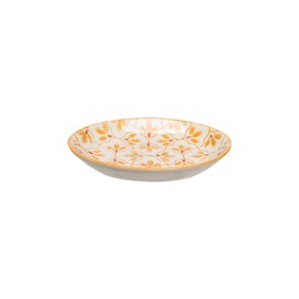 Tranquillo Floral Oval Stoneware Soap Dish with Yellow Print with Holes for Drainage 14 x 9.5 x 2 cm
