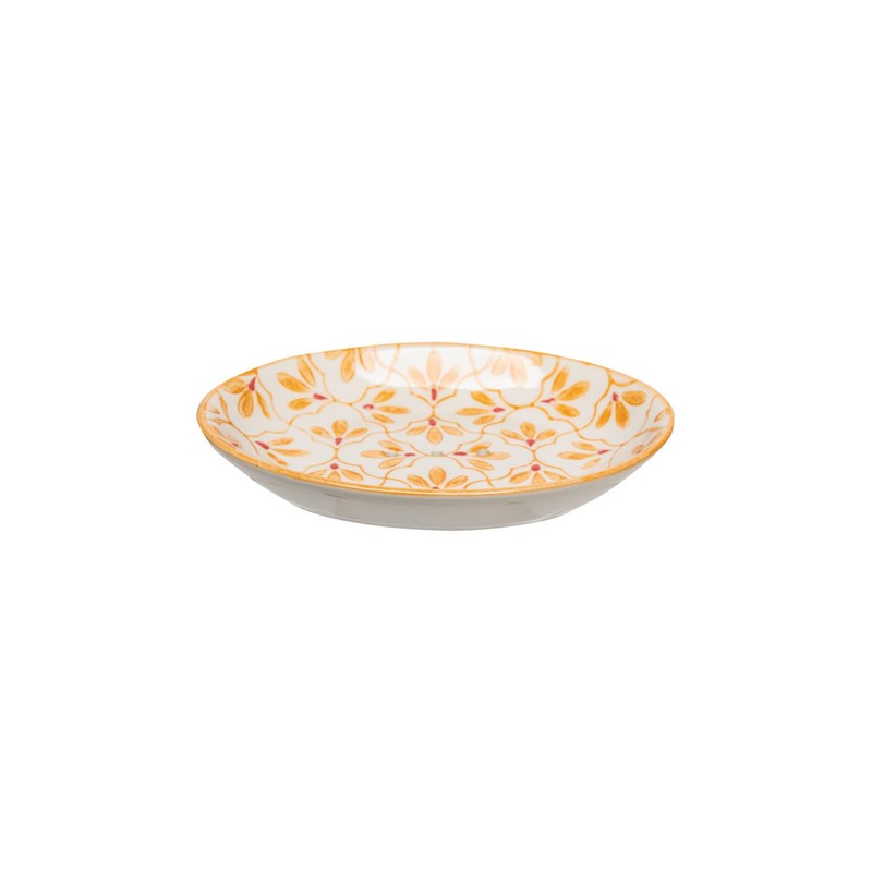 Tranquillo Floral Oval Stoneware Soap Dish with Yellow Print with