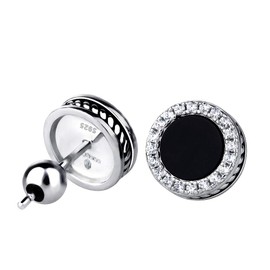 KRKC&CO Aretes de Oro de 14K para Hombre, Pendientes de Plata con Piedras de 5A Circón, Aretes Mujeres de Oro, Aretes Diamante Hipoalergénicos Regalo