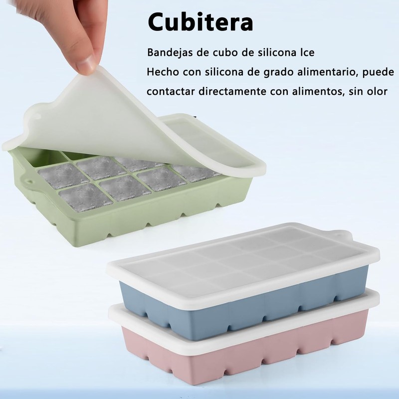 3 PCS Cubitera de silicona, Bandejas de Silicona para Cubitos