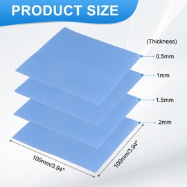 PATIKIL Thermal Pads 100x100mm，0.5mm+1mm+1.5mm+2mm, 8 Pack Silicone Cooling Thermal Pad for CPU GPU IC PCIe M.2 2280 SSD NVMe Heatsink, Blue