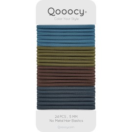 Qooocy Women's Elastic Hair Ties - 24 Count, 5MM for Medium Length Braids, Ponytails and More - Pain-Free, Long-Lasting Hair Accessories
