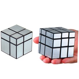 CuberSpeed - Juego de espejos de 2 x 2 pulgadas, cuerpo negro con bloques de espejo plateado y Mofangge de 3 x 3 pulgadas, rompecabezas de cubeta mágico plateado