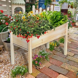 48x24x31IN Wooden Raised Garden Bed, Elevated Reinforced Large Planter Box with legs for Vegetable Flower Herb Outdoor, Standing Growing Bed for Gardening/Backyard/Patio/Balcony, Liner Included