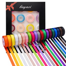 LIUYAXI 100 Yards Solid Grosgrain Ribbon, 3/8" X 5 Yard/Roll, 20 Colors Rainbow Multicolor Fabric Ribbons Roll Perfect for Crafts Gifts Wrapping Flower Bouquet Hair Bows & Other Projects