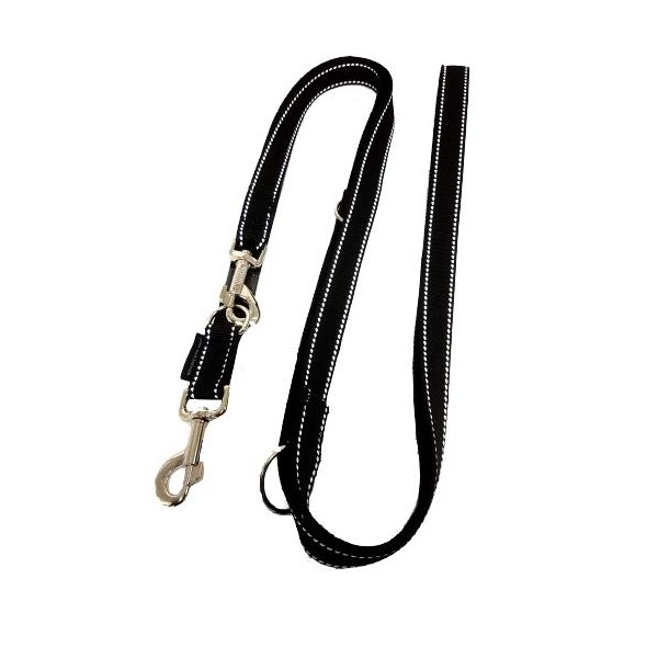 Double Dog Lead Reflective Webbing 20 mm 2,40 m Black