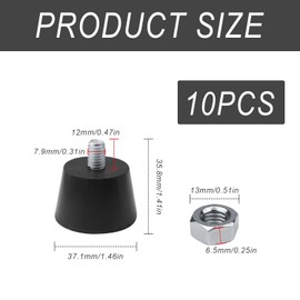 LWLWA Rubber Furniture Feet Screw-on, 10 Pieces Rubber Feet for Furniture, Stainless Steel Rubbered Buffer M8, Heightened Furnitures Feets, Non-Slip, Suitable for Furnitures Fitness Equipment