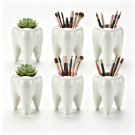 6 Pack Ceramic Tooth Planter