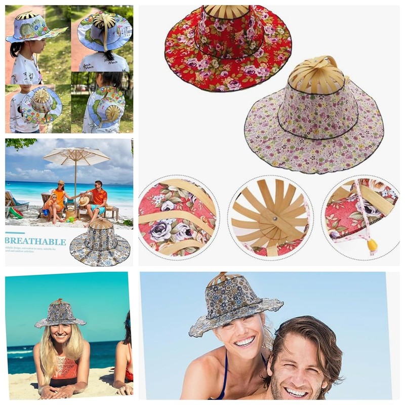 AMateschitz Fan Hat Made of Bamboo Sun Protection Bamboo Fan