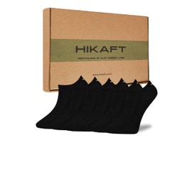 hikaft Sneaker Socks- Cotton Ankle Socks Women and Men- Breathable & Odour-free No Show Multipack Unisex (Pack of 6) (UK, Numeric, 2.5, 5, Regular, Regular, Black)