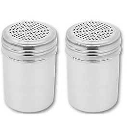 Great Credentials Stainless Steel Versatile Dredge Shaker, Salt, Sugar, Shakers 10 Oz. Each Set of 2 (Without Handle)