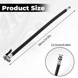 Universal Tyre Inflation Hose, 38 cm Long, Thread 12.5 mm, Tyre Inflator Extension Hose Adapter, Compatible with Air Compressor, Pumps, Tyre Inflator Hose for Bicycle, Car, Motorcycle