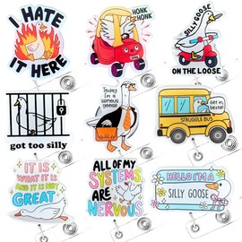 Cute Silly Goose Badge Reels 9PC Set – Funny & Adorable Nurse Badge Reel for Work, Perfect Funny Gift for Nurses, Teachers, Office Workers, and Anyone Who Loves Whimsical Accessories!