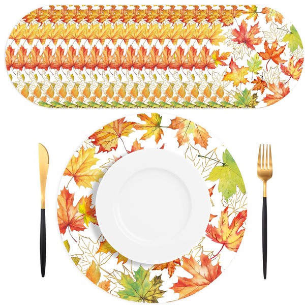 SMUAENSS Fall Paper Placemats Disposable Thanksgiving Paper Place Mat 13.5