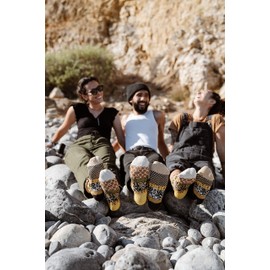 Solmate Socks - Mismatched Crew Socks; Made in USA; Honey Bee Small