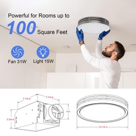 Akicon Bathroom Exhaust Fan with Light, 110CFM, 2.0 Sones for Ceiling, 1000lm Dimmable LED Light and 150lm Nightlight Dual Color Bathroom Vent Fan for Home, Round, Sliver