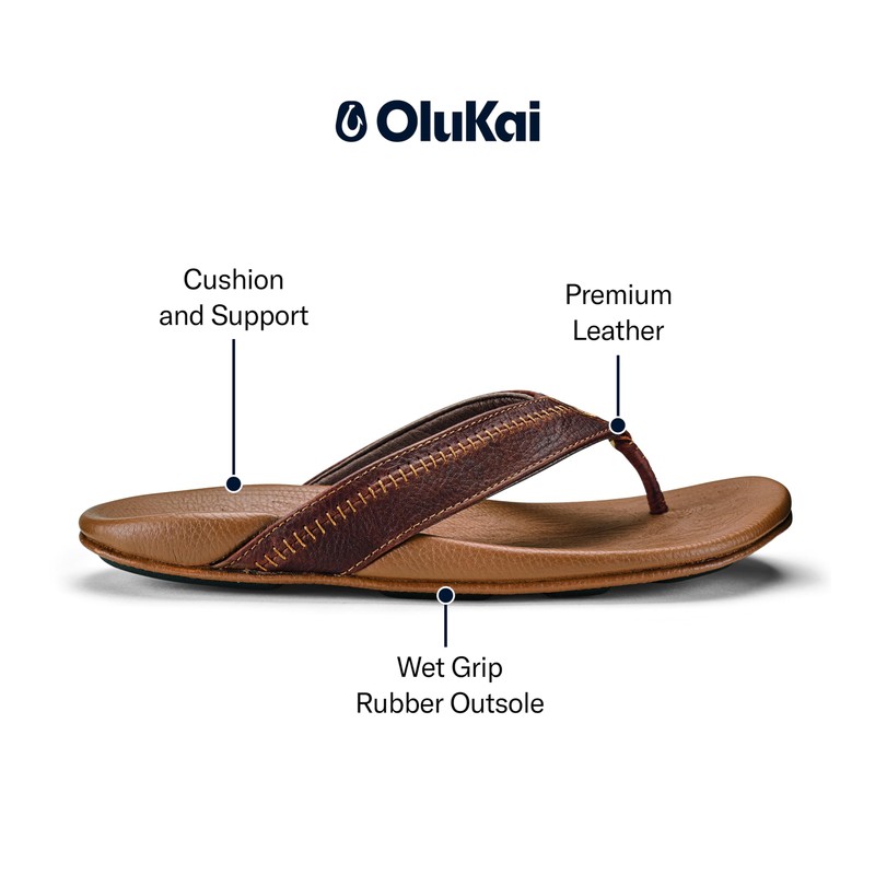 OLUKAI Men's Hiapo, Dark Java/Toffee, 13 D US