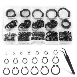 335 PCS External Circlips Snap Retaining Clip Rings Assortment Kit, Carbon Steel Circlips Assorted Sizes, 19 Sizes Snap Ring Set for Axles, Shafts -M3/4/5/6/7/8/10/11/12/13/14/15/16/19/20/22/25/26/28