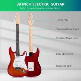 unbranded 39" Electric Guitar,4/4 Full-Size Beginner Solid Body Guitar Kit with Gig Bag